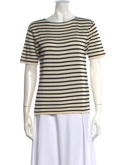 Pre-owned Khaite Silk Striped T-shirt In Neutral