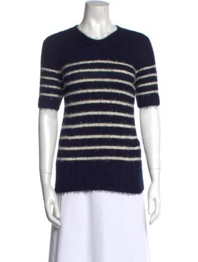 Pre-owned Khaite Silk Striped T-shirt W/ Tags In Blue