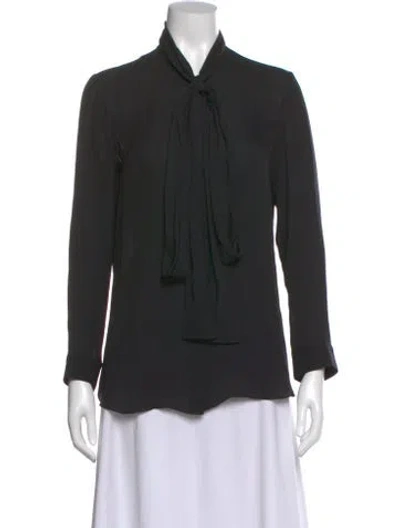 Pre-owned Khaite Silk Tie Neck Blouse In Black