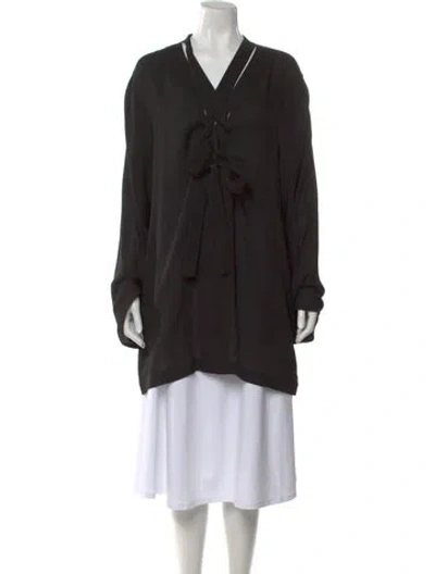 Pre-owned Khaite Silk Tie Neck Blouse In Black