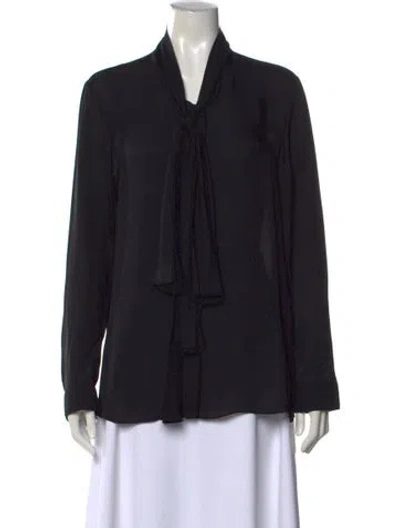 Pre-owned Khaite Silk Tie Neck Blouse In Black