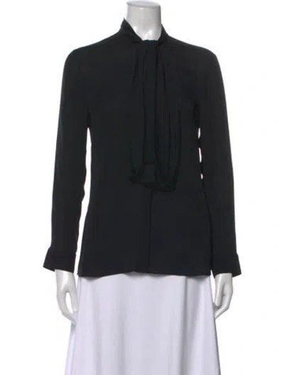 Pre-owned Khaite Silk Tie Neck Blouse In Black
