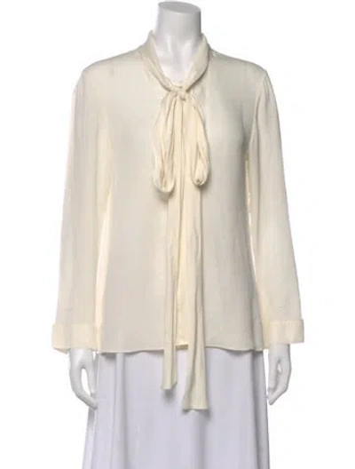 Pre-owned Khaite Silk Tie Neck Blouse In Neutral