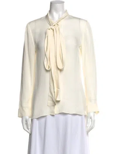 Pre-owned Khaite Silk Tie Neck Blouse In Neutrals