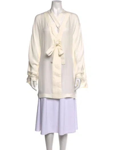 Pre-owned Khaite Silk Tie Neck Blouse In Neutrals