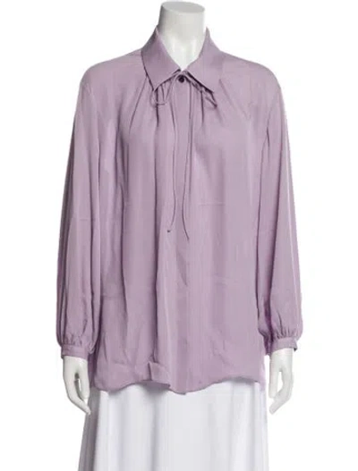 Pre-owned Khaite Silk Tie Neck Blouse In Purple