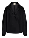 Khaite Ashton Double Breasted Silk Top In Black