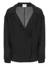 Khaite Ashton Double Breasted Silk Top In Black