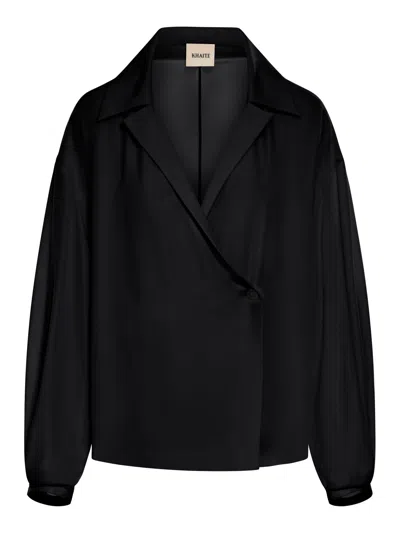 Khaite Missa Oversized Silk-organza Shirt In Black