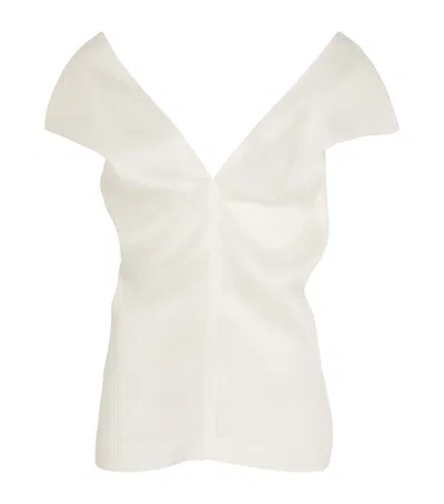 Khaite Ami Silk Organza Top In 168 - Chalk