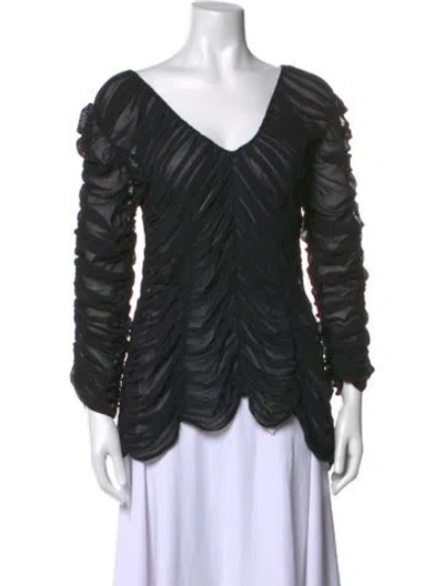 Pre-owned Khaite Silk V-neck Blouse In Black