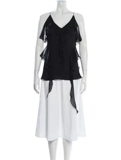 Pre-owned Khaite Silk V-neck Blouse In Black