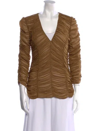 Pre-owned Khaite Silk V-neck Blouse In Brown