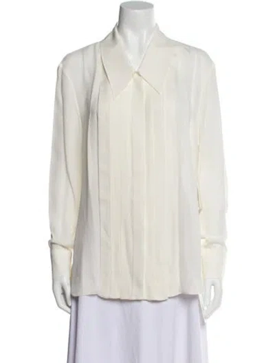 Pre-owned Khaite Silk V-neck Blouse In Neutral