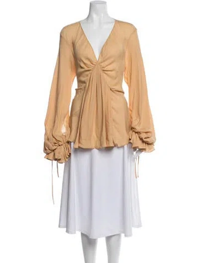 Pre-owned Khaite Silk V-neck Blouse In Neutrals