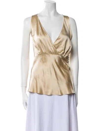 Pre-owned Khaite Silk V-neck Blouse W/ Tags In Neutral