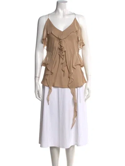 Pre-owned Khaite Silk V-neck Blouse W/ Tags In Neutrals