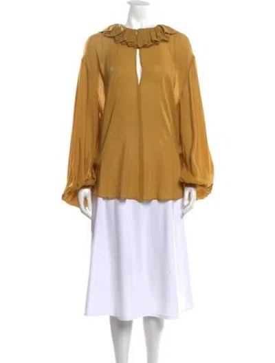 Pre-owned Khaite Silk V-neck Blouse In Yellow