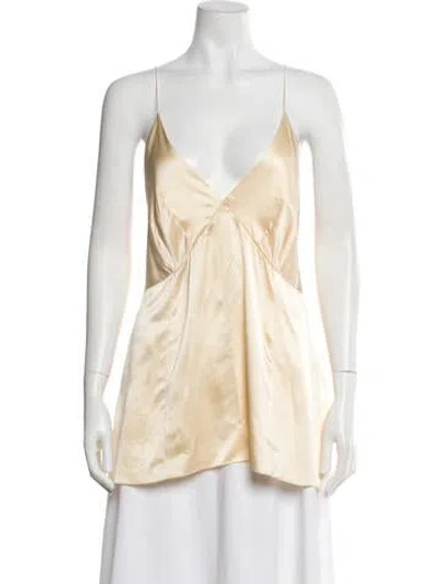 Pre-owned Khaite Silk V-neck Top In Neutral