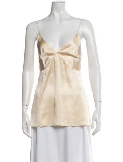 Pre-owned Khaite Silk V-neck Top In Neutrals