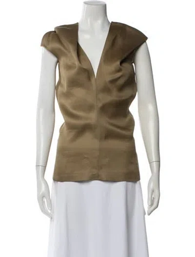 Pre-owned Khaite Silk V-neck Top W/ Tags In Green