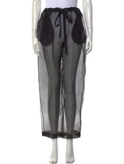 Pre-owned Khaite Silk Wide Leg Pants In Black