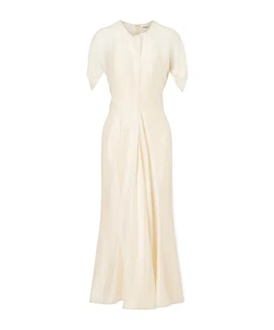 Khaite Silk-blend Midi Dress In Neutral