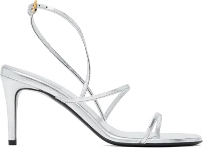 Khaite 75mm Metallic-effect Sandals In Silver