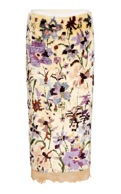 Khaite Simbie Embroidered Midi Skirt In Multi