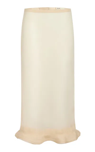 Khaite Simbie Wavy-hem Silk Midi Skirt In Neutral