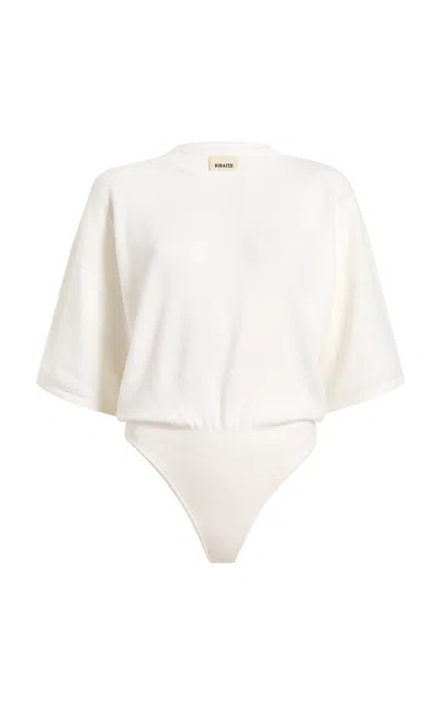 Khaite Simon Silk-cashmere Bodysuit In Neutral