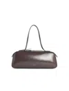 Khaite Simona Crackle Patent Elongated Tote Bag In Brown
