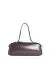 Khaite Simona Crackle Patent Elongated Tote Bag In Brown