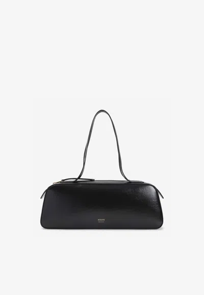 Khaite Simona Calf Leather Shoulder Bag In Black
