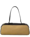Khaite Simona Canvas & Leather Shoulder Bag