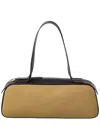 Khaite Simona Canvas & Leather Shoulder Bag In Black