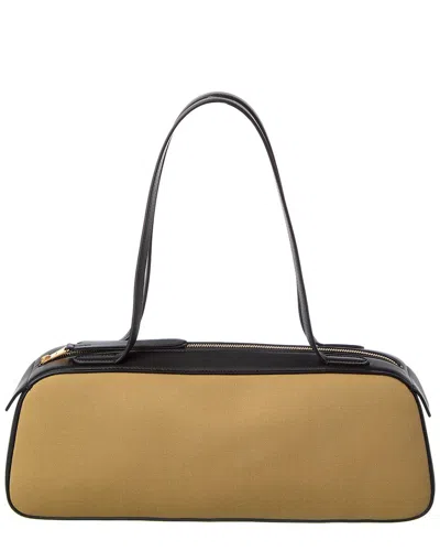 Khaite Simona Canvas & Leather Shoulder Bag In Black