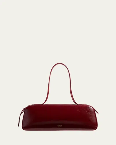 Khaite Simona Crackle Patent Leather Shoulder Bag In Burgundy