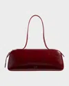 Khaite Simona Crinkled Patent-leather Shoulder Bag In Burgundy