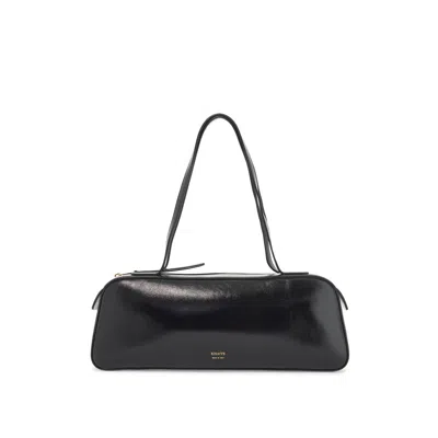 Khaite Simona Glossy Leather Shoulder Bag In Black