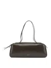 Khaite Simona Crackle Patent Elongated Tote Bag In Brown