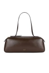 Khaite Simona Crackle Patent Elongated Tote Bag In Brown