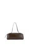 Khaite Simona Crackle Patent Elongated Tote Bag In Brown