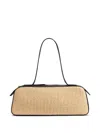 Khaite Simona Leather-trimmed Raffia Shoulder Bag In Neutral