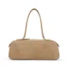 Khaite Simona Suede Shoulder Bag In Neutrals