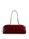 Khaite Simona Crinkled Patent-leather Shoulder Bag In Burgundy