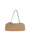 Khaite Sleek Suede Kid Leather Shoulder Bag In Neutrals