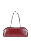 Khaite Simona Crinkled Patent-leather Shoulder Bag In Burgundy