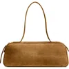 Khaite Simona Zip Suede Shoulder Bag In Brown