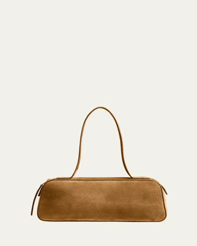 Khaite Simona Zip Suede Shoulder Bag In Brown